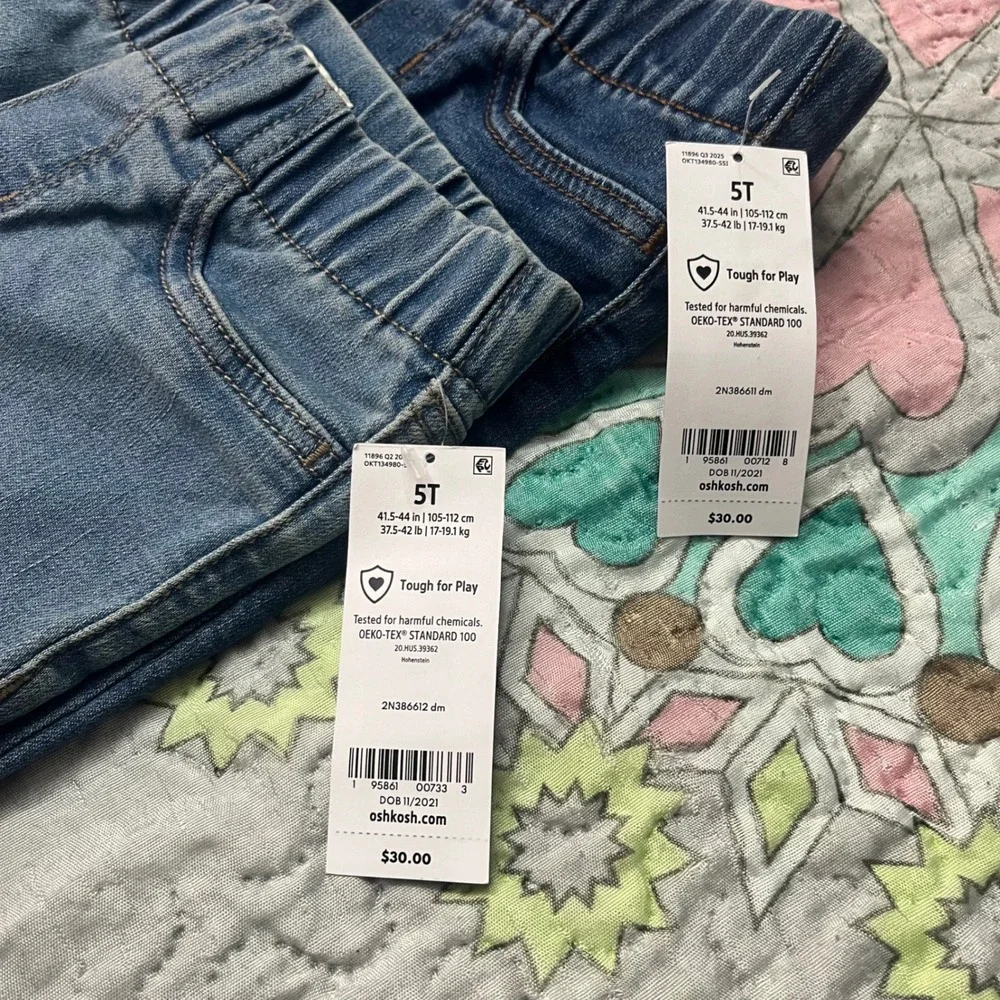 Bundle of 2 NEW OshKosh Bgosh Girls 5T Jegging 2 Pack Blue Denim Pull On Pants